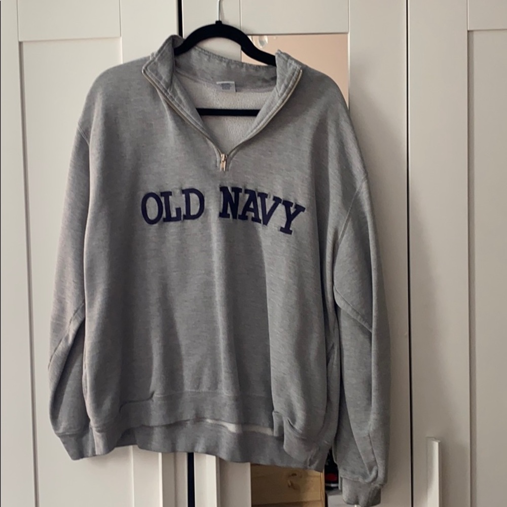 grey mildly wore vintage old navy crew